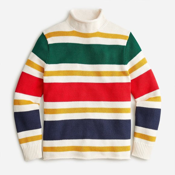 NWT - L-J.Crew Heritage cotton rollneck sweater in stripe